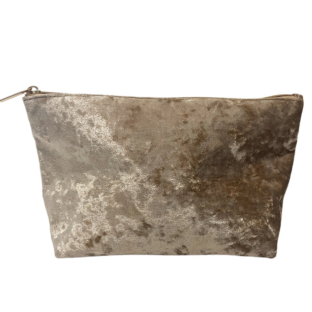 ❗️LAST 1❗️🤎5 For $25🤎 ULTA BEAUTY Tan Faux Crushed Velvet Cosmetic Makeup Bag